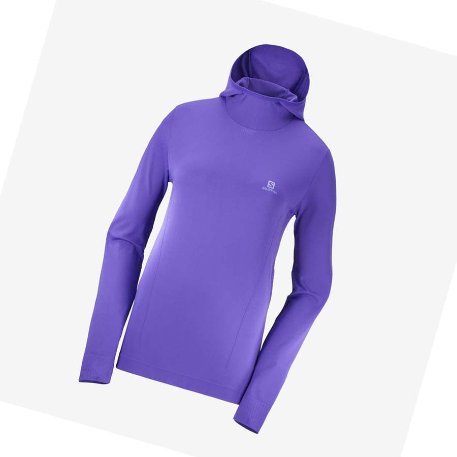 Salomon ESSENTIAL SEAMLESS Kapucnis Pulóver Női Lila | HU 3094BEX